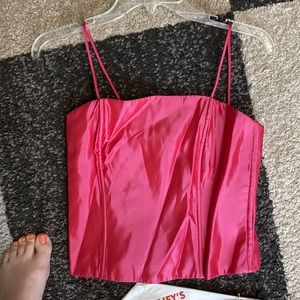 Hot pink skirt & tank top corset